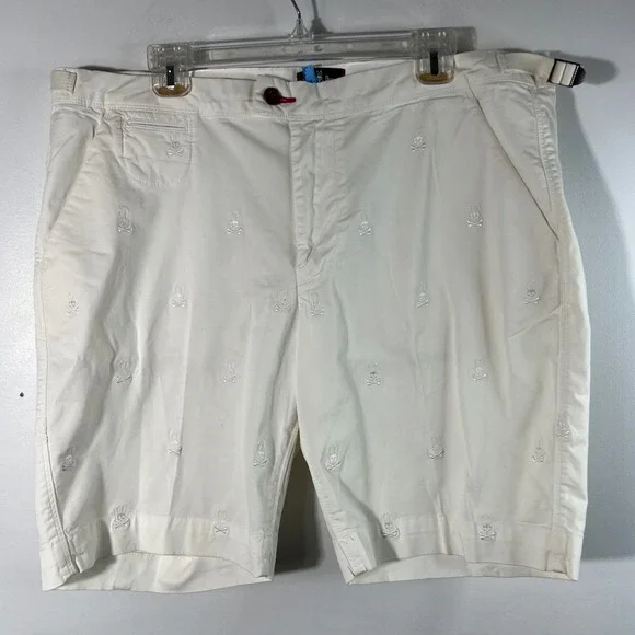 Mens Psycho Bunny Embroidered Graphic Shorts Cotton Spandex 38 - Picture 1 of 7